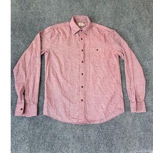 Faherty Brand Mens Heathered Red Slub Cotton Button Down Shirt Size M